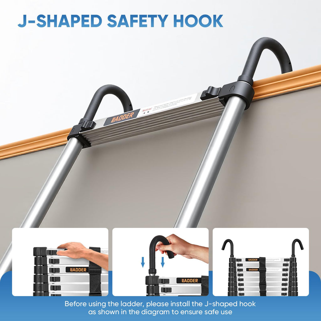 16.5 ft Telescoping Ladder with Hooks 330 lbs K4690