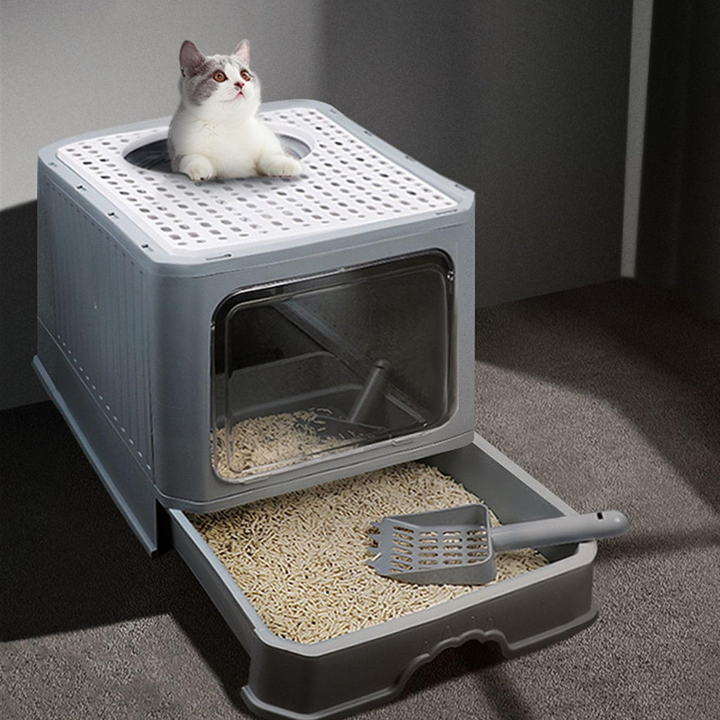 Foldable Enclosed Cat Litter Box with Lid F91953
