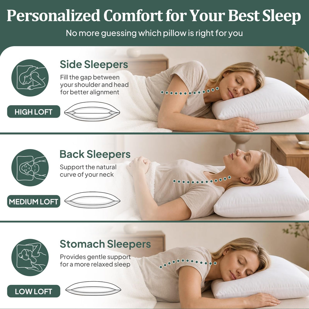 King Size Set of 2 Adjustable Memory Foam Bed Pillows Q884