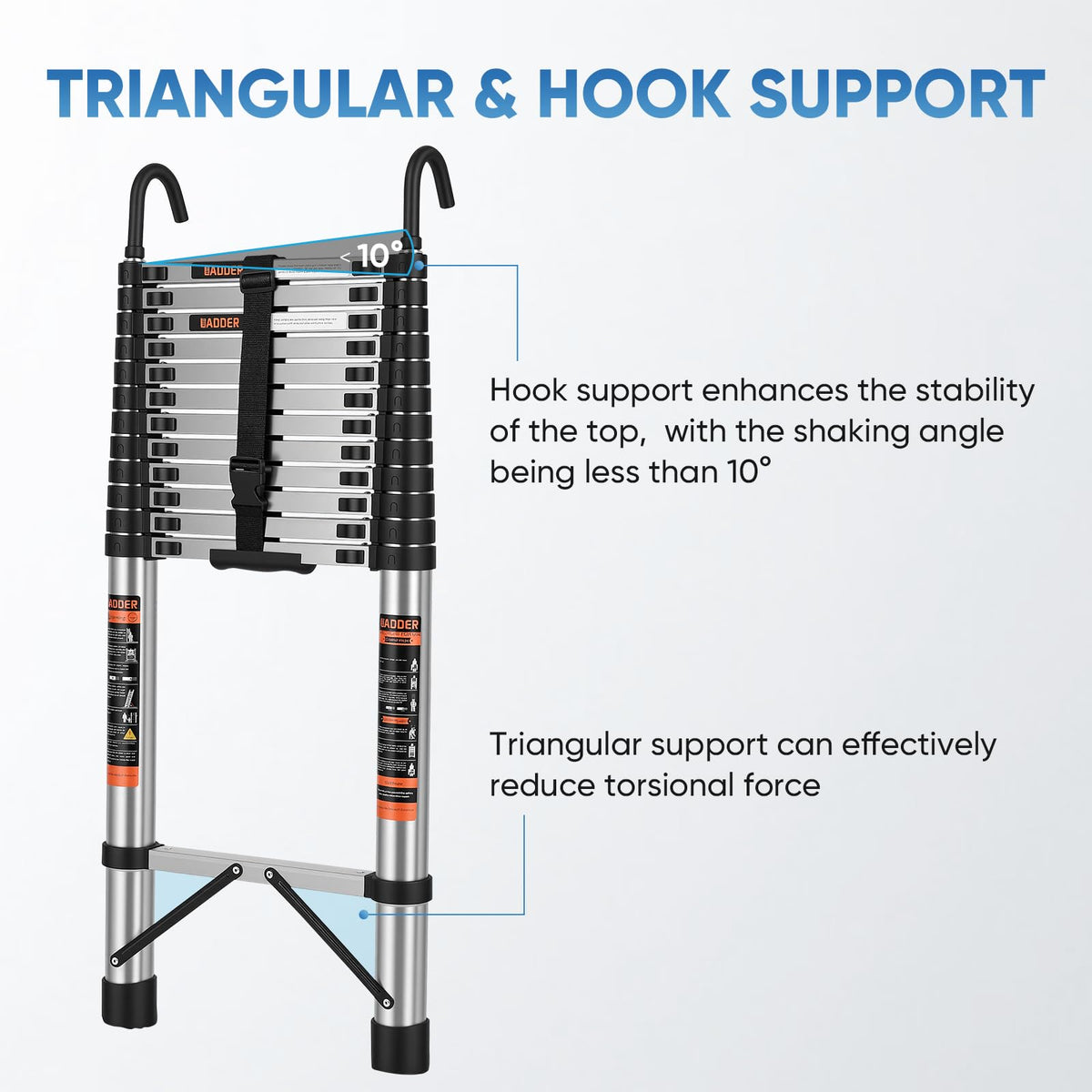 16.5 ft Telescoping Ladder with Hooks 330 lbs K4690