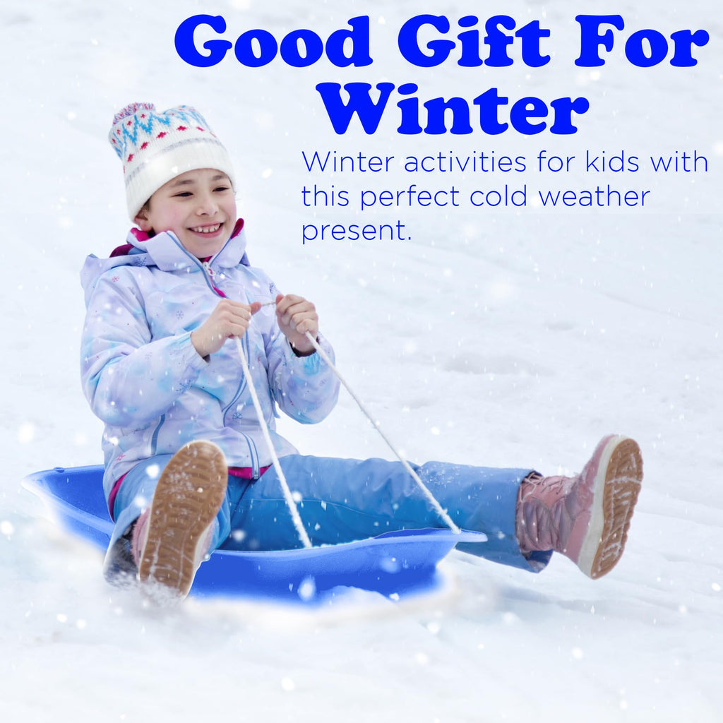 Kids Plastic Snow Sled with Pull Rope and Handles C4874
