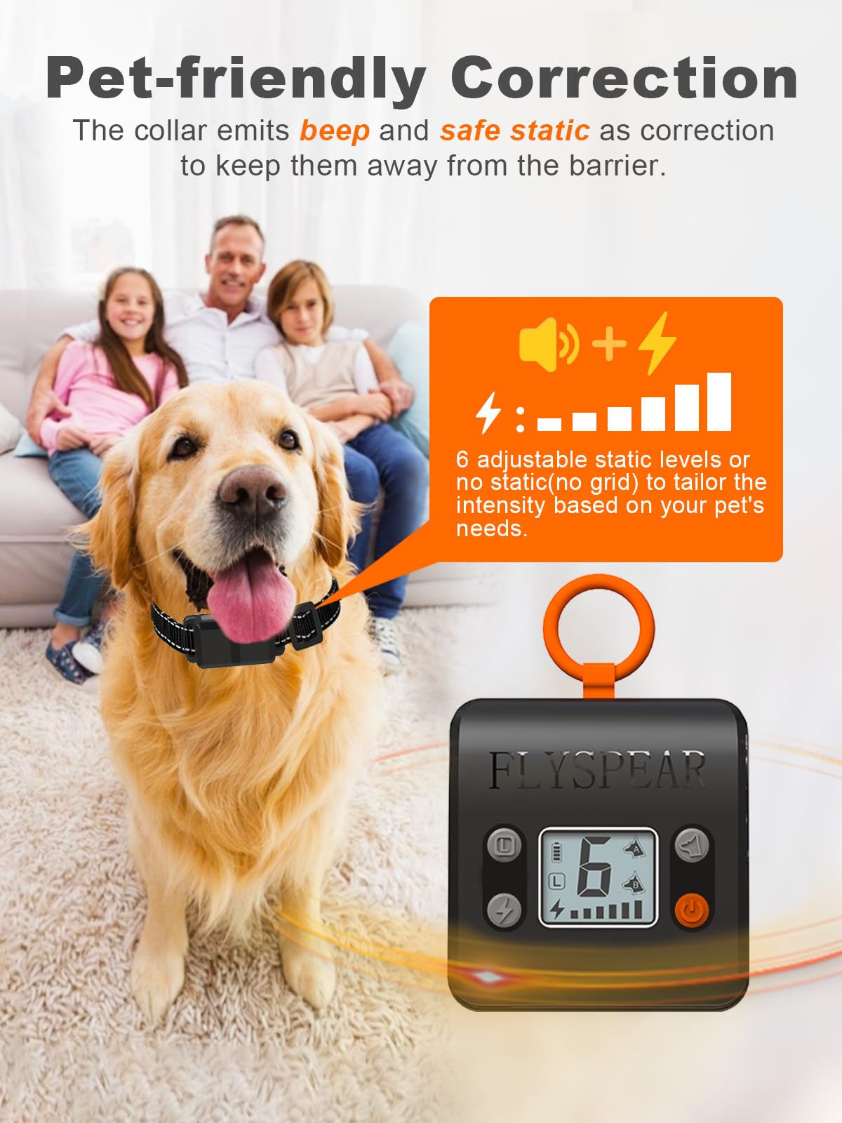 Wireless Rechargeable Indoor Pet Barrier with 6 Adjustable Range E933494