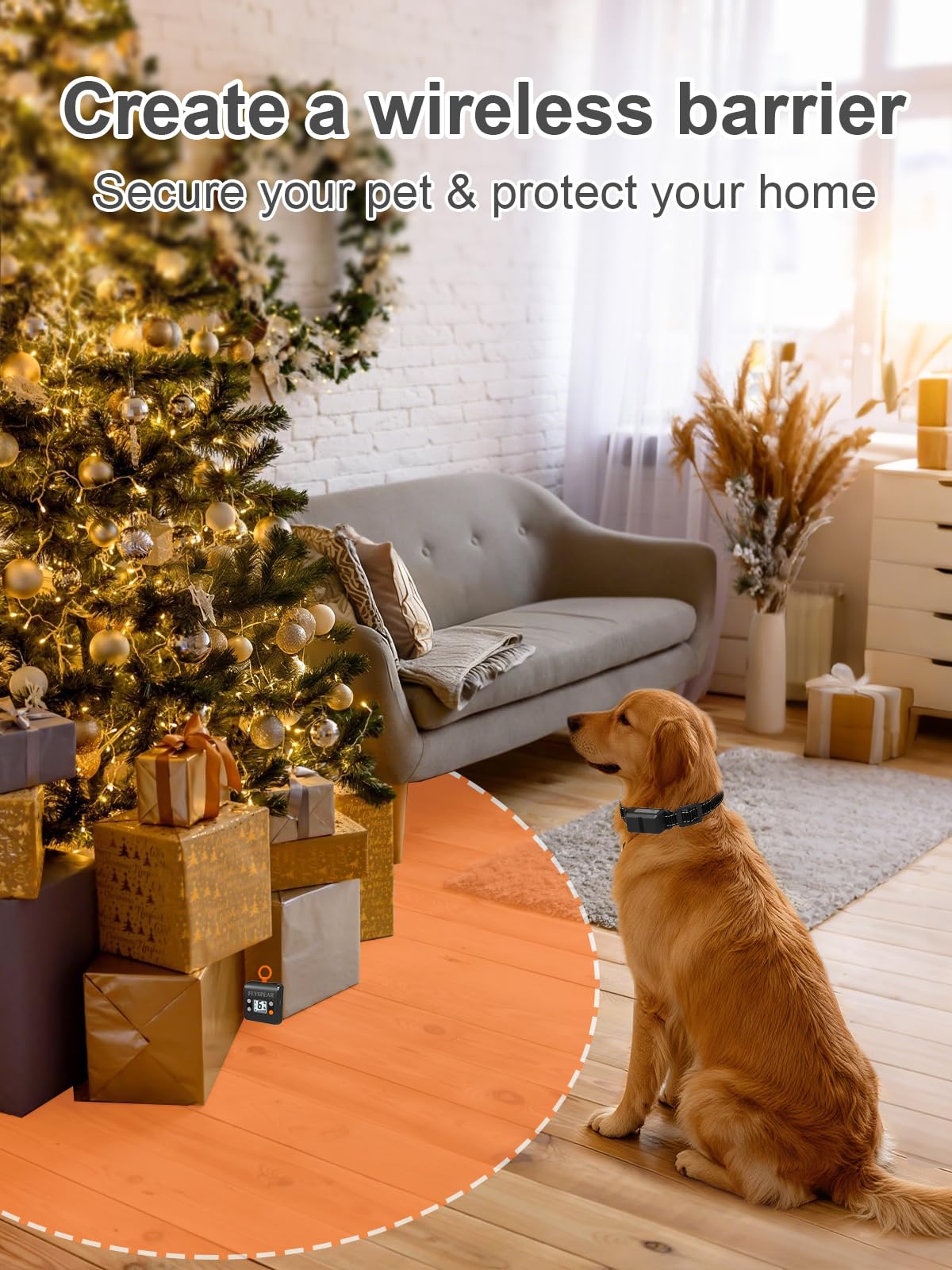 Wireless Rechargeable Indoor Pet Barrier with 6 Adjustable Range E933494