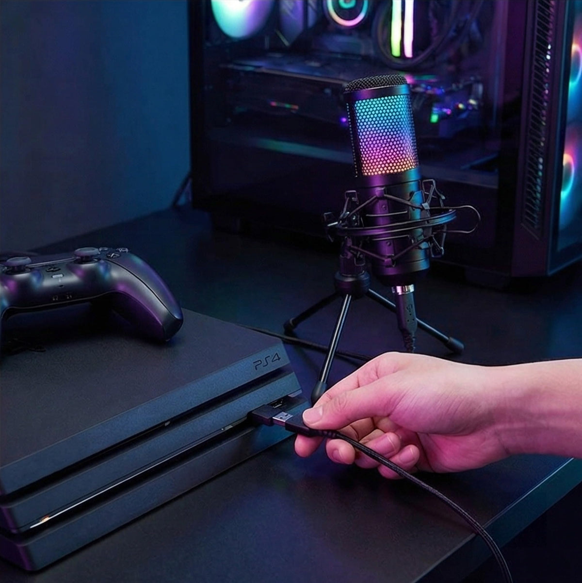 USB Condenser Gaming Mic with Shock Mount D381