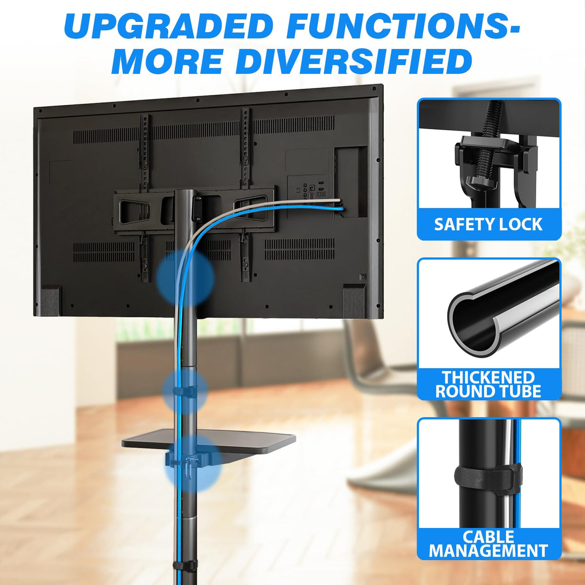 Mobile TV Stand for 23-65 Inch Flat Curved TVs Black V758612
