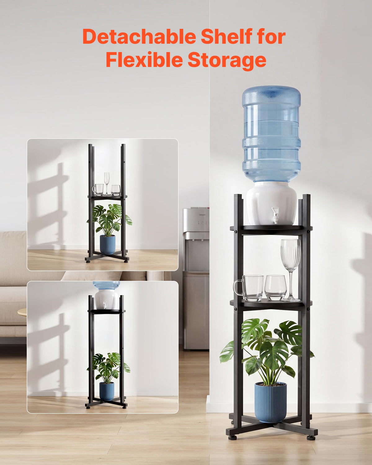 5 Gallon Heavy Duty Water Jug Stand with Storage Shelf H90142