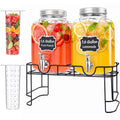 1.6 Gallon Glass Drink Dispenser with Stand & Fruit Infuser 2 Pcs Y476