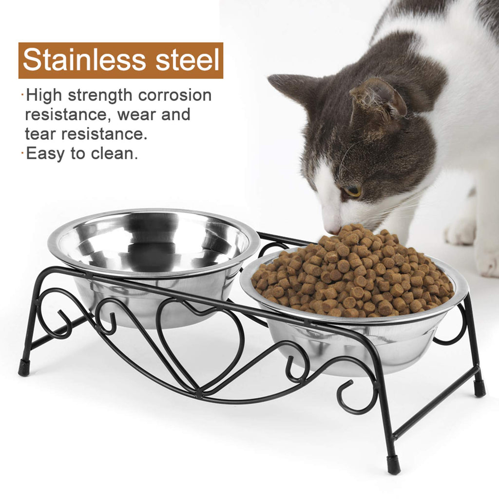 Stainless Steel Elevated Dog Cat Bowls with Iron Stand E315639