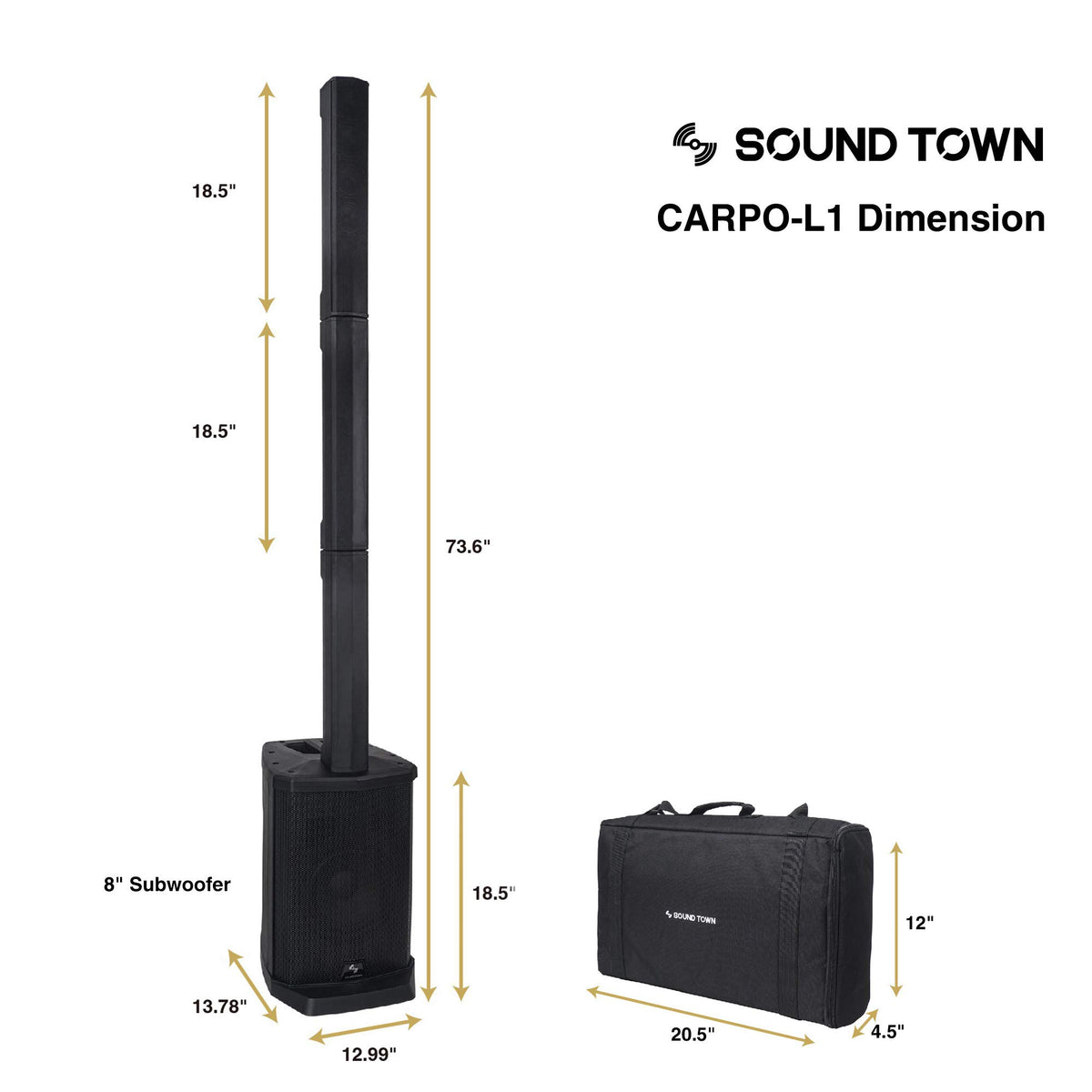 Portable Line Array Column PA/DJ System with Sub Bass Module M161294