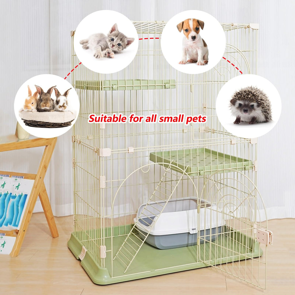 3/4-Tier Wire Cat Cage Playpen Kennel with Hammock and 3 Platforms L970