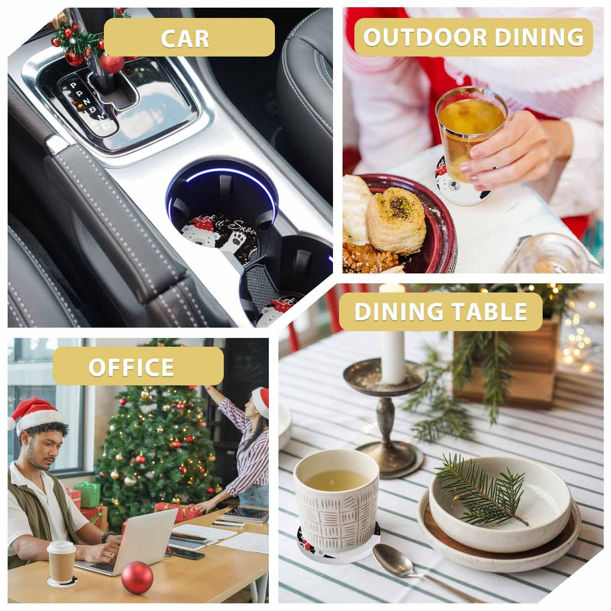 Absorbent Ceramic Stone Car Coasters Set of 2 X99613
