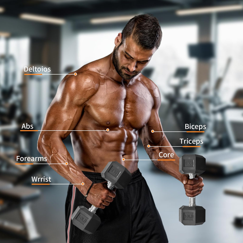 15 lb-550 lb Rubber Hex Dumbbell Set G7005