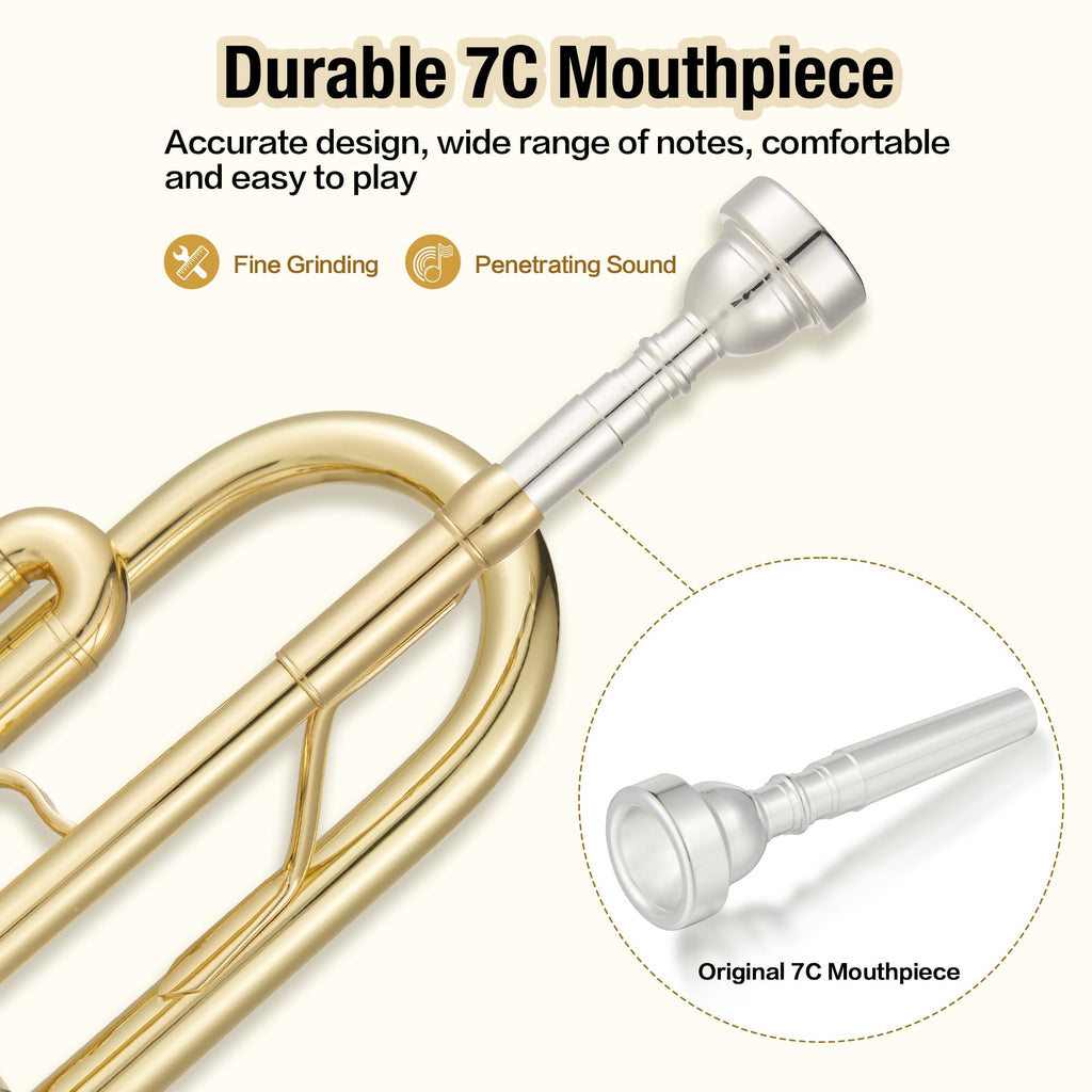 Bb Trumpet with Case Mouthpiece Gloves Cleaning Kit and Polish Cloth G878