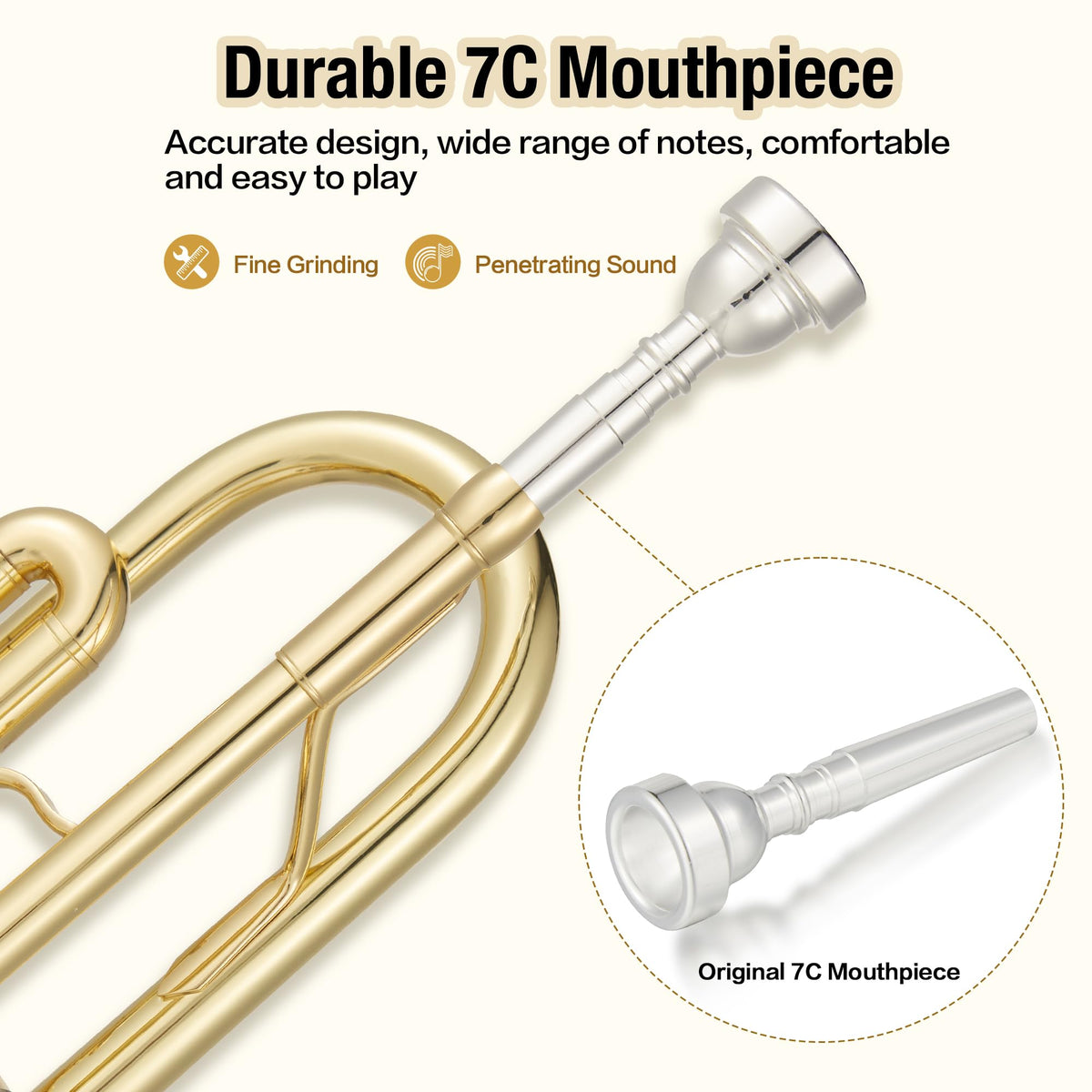 Bb Trumpet with Case Mouthpiece Gloves Cleaning Kit and Polish Cloth G878