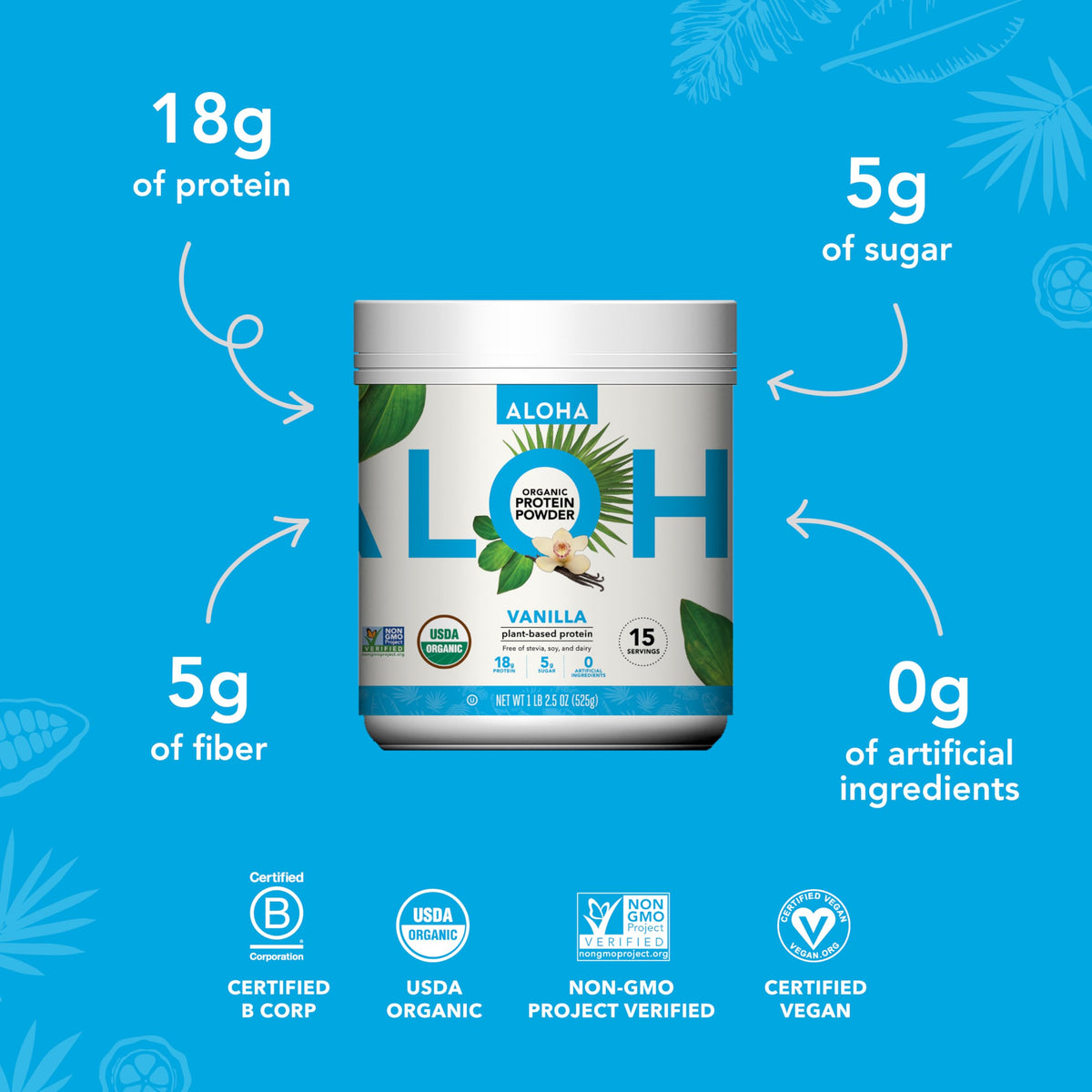 Organic Plant Based Vanilla Protein Powder 19.6 oz V823