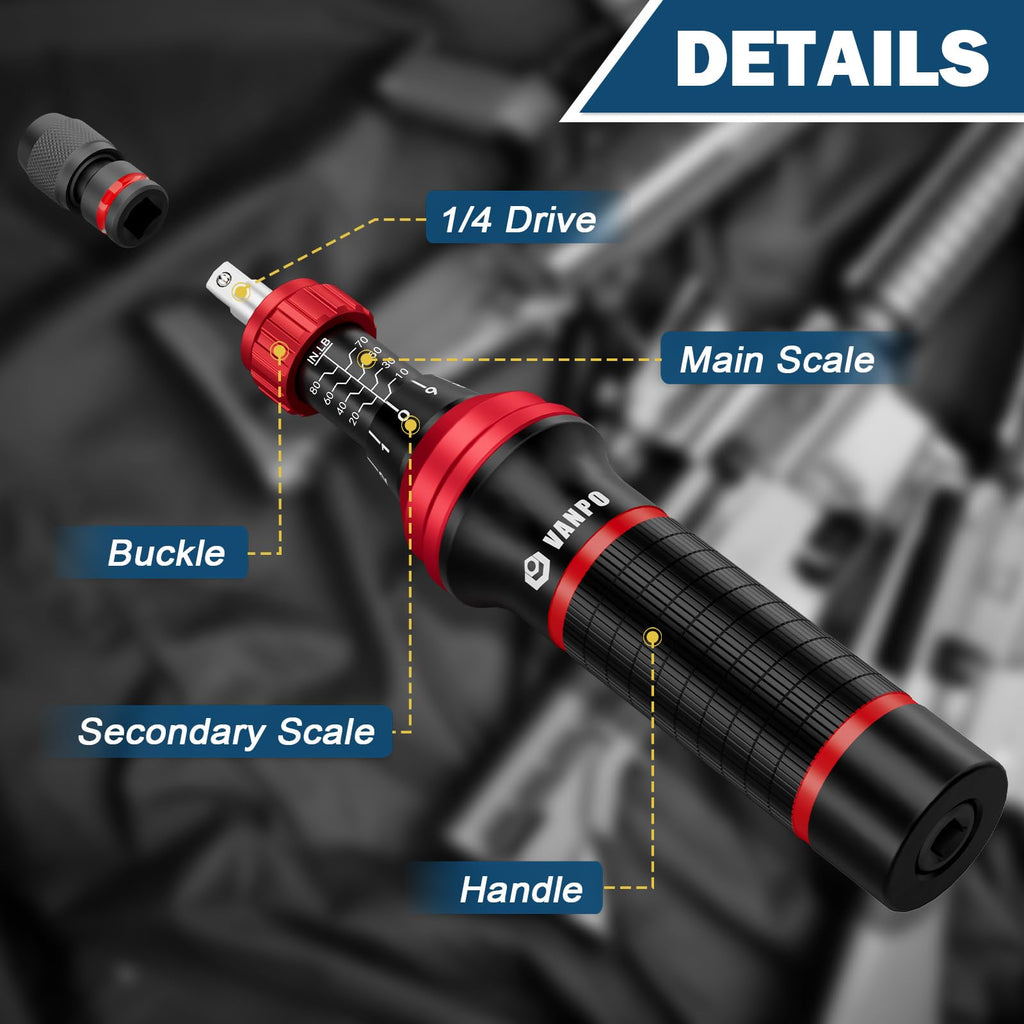 Torque Screwdriver, 10–80 in-lb, 64 Pieces N698