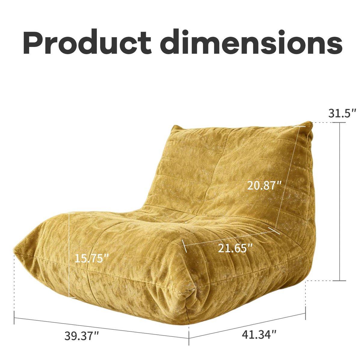 Yellow Corduroy Memory Foam Bean Bag Chair F59527
