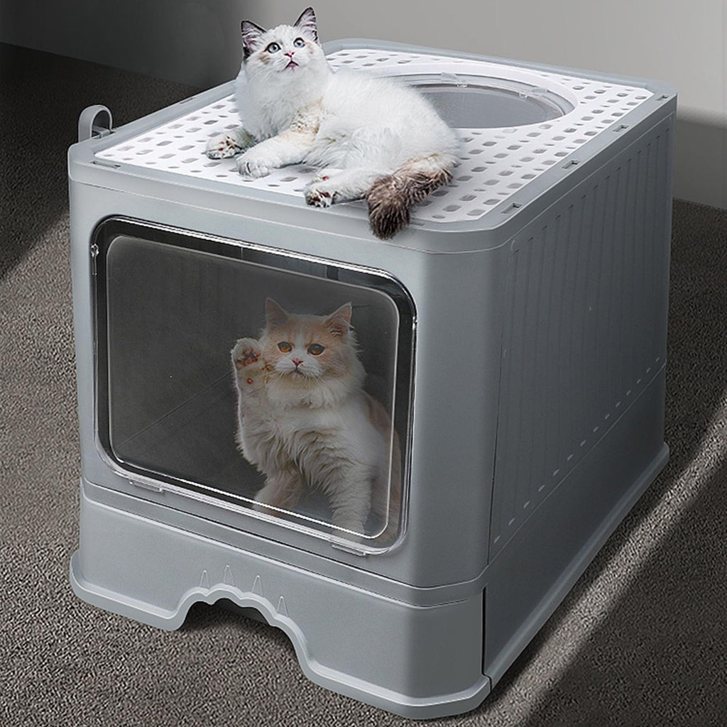 Foldable Enclosed Cat Litter Box with Lid F91953