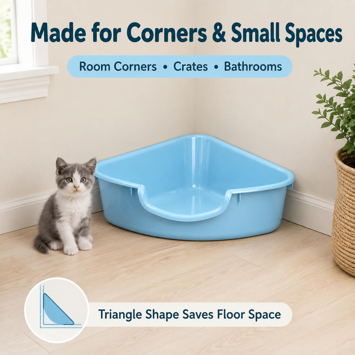 Corner Litter Box, Low Entry Kitten Litter Box K544176