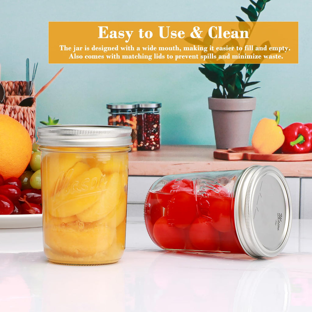 16 oz Glass Mason Jars with Lids 12pcs T532