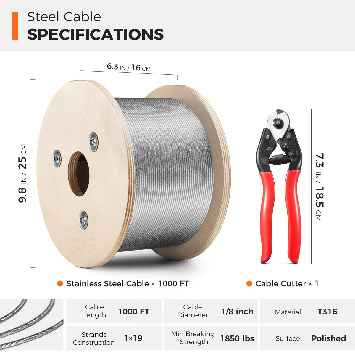 1/8" Stainless Steel Cable V54040