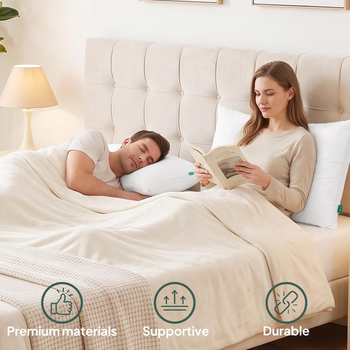 King Size Set of 2 Adjustable Memory Foam Bed Pillows Q884