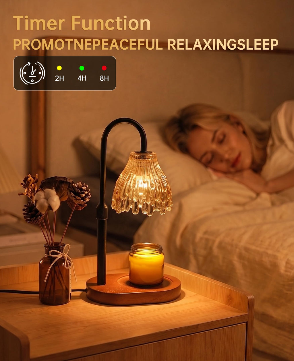 Glass Candle Warmer Lamp with Timer & Dimmer W62489
