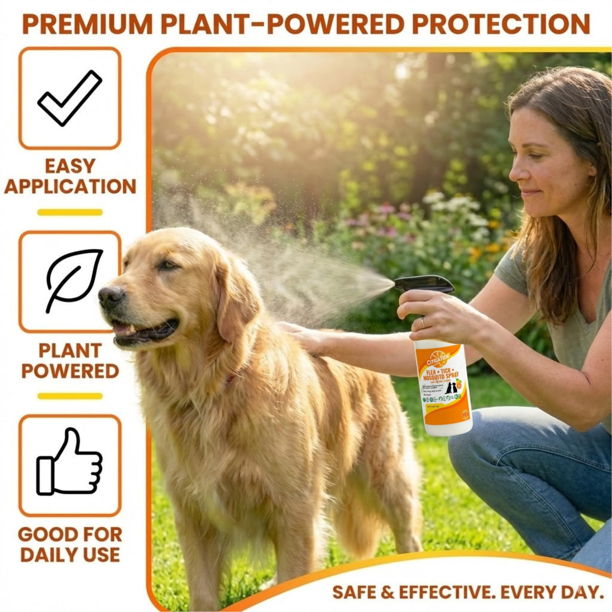 Plant-Based Cedarwood & Citrus Flea Tick & Mosquito Spray for Dogs 16 fl oz Y82223