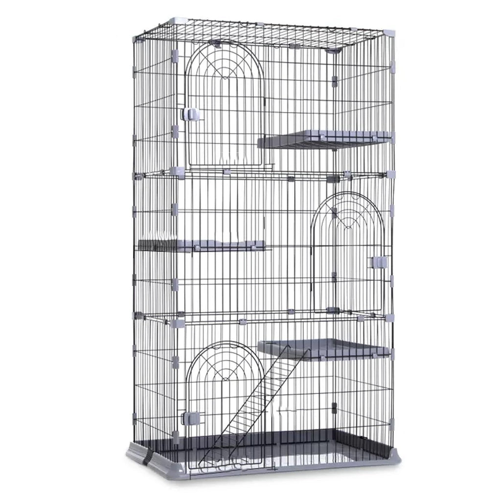 3/4-Tier Wire Cat Cage Playpen Kennel with Hammock and 3 Platforms L970