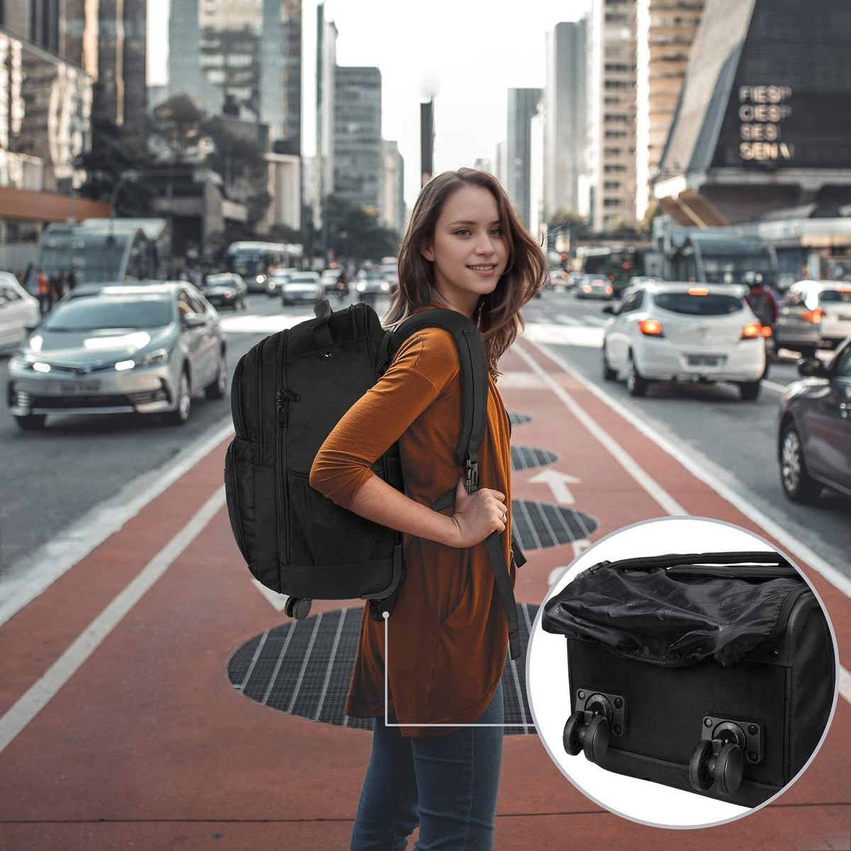 Rolling Backpack with 4 Wheels O16592