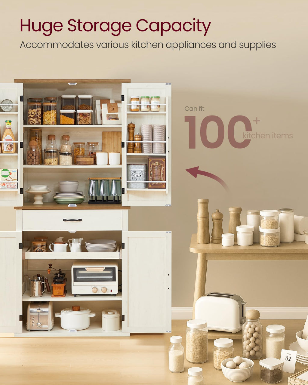 Freestanding Tall Pantry Cabinet with Drawer K8523