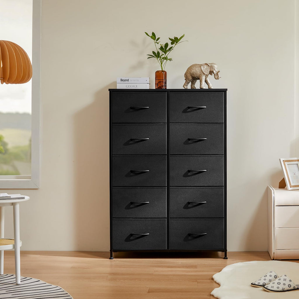 Black 10 Drawer Tall Dresser C303321