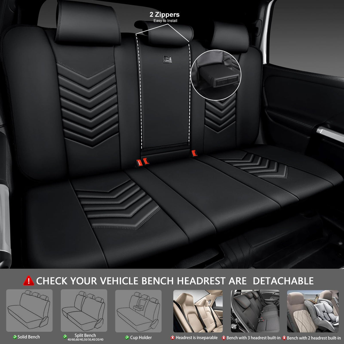 3D Foam Faux Leather Seat Covers Full Set B645