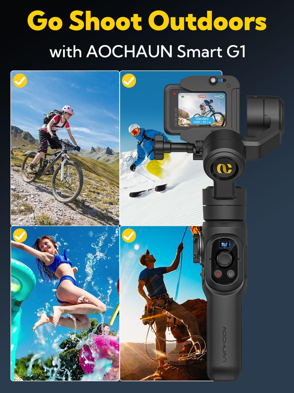 3-axis Handheld Gimbal Stabilizer with Extension Rod T4327