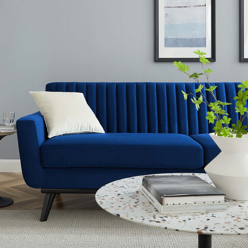 Navy Channel Tufted Performance Velvet Sofa A856601