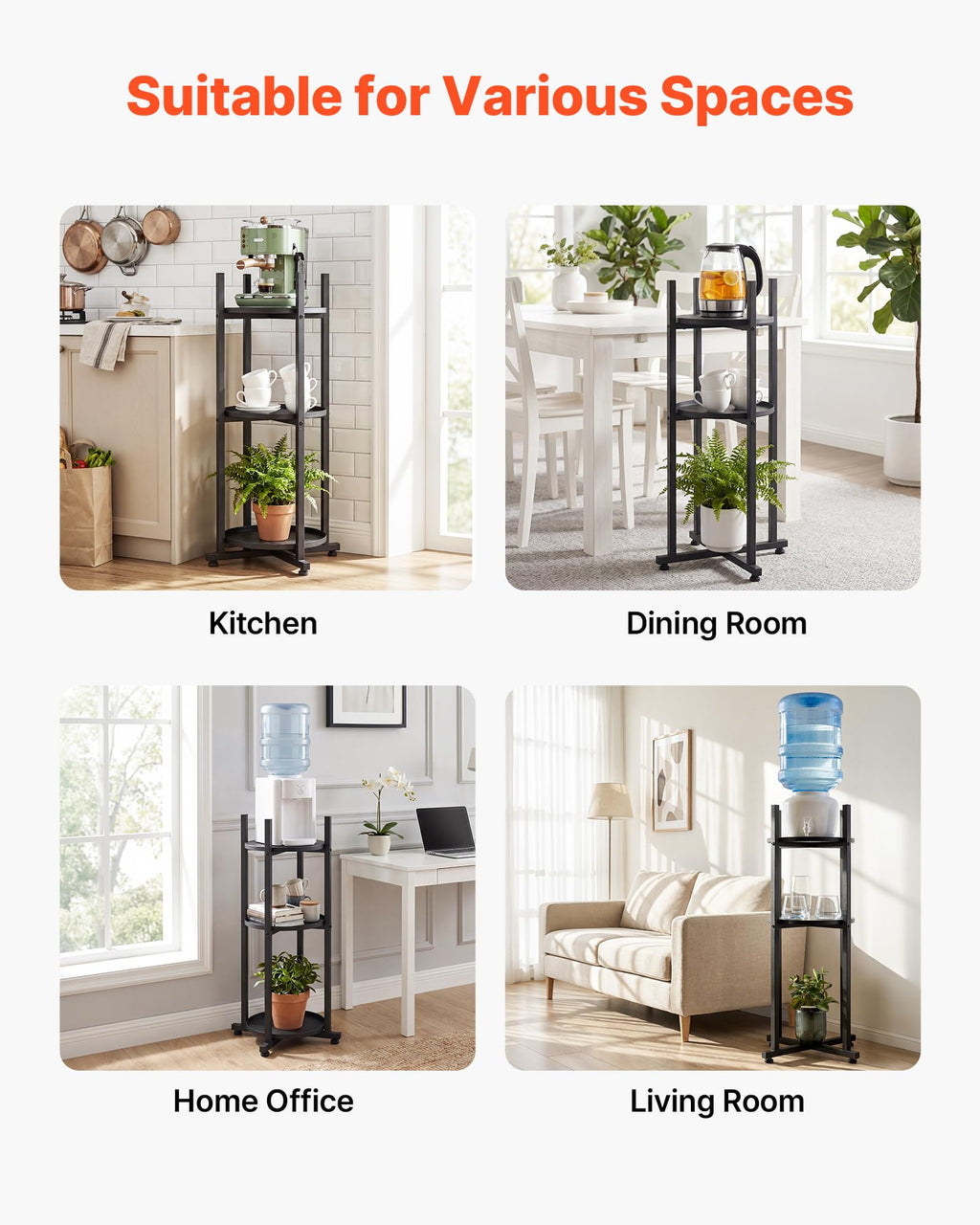 5 Gallon Heavy Duty Water Jug Stand with Storage Shelf H90142