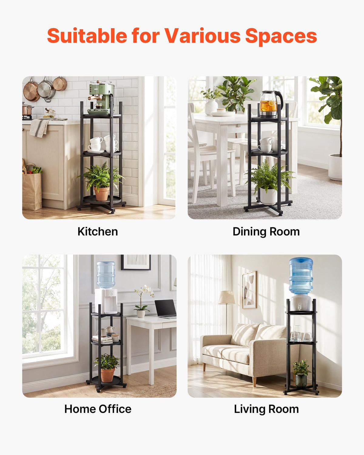5 Gallon Heavy Duty Water Jug Stand with Storage Shelf H90142