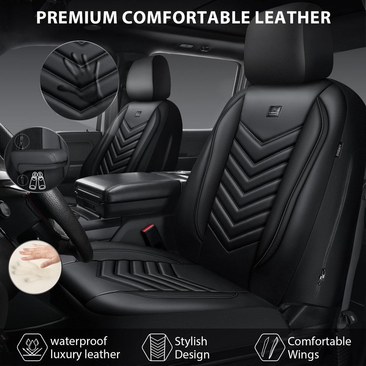 3D Foam Faux Leather Seat Covers Full Set B645