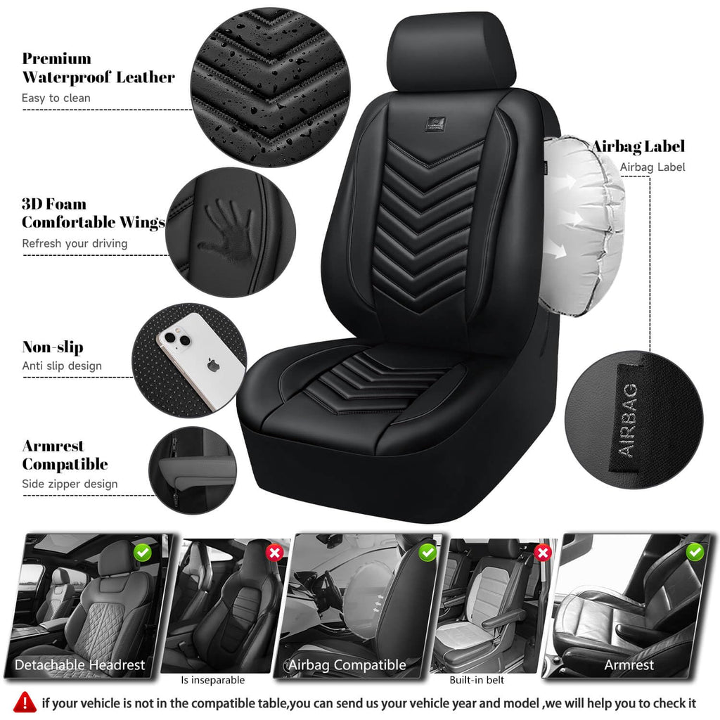 3D Foam Faux Leather Seat Covers Full Set B645