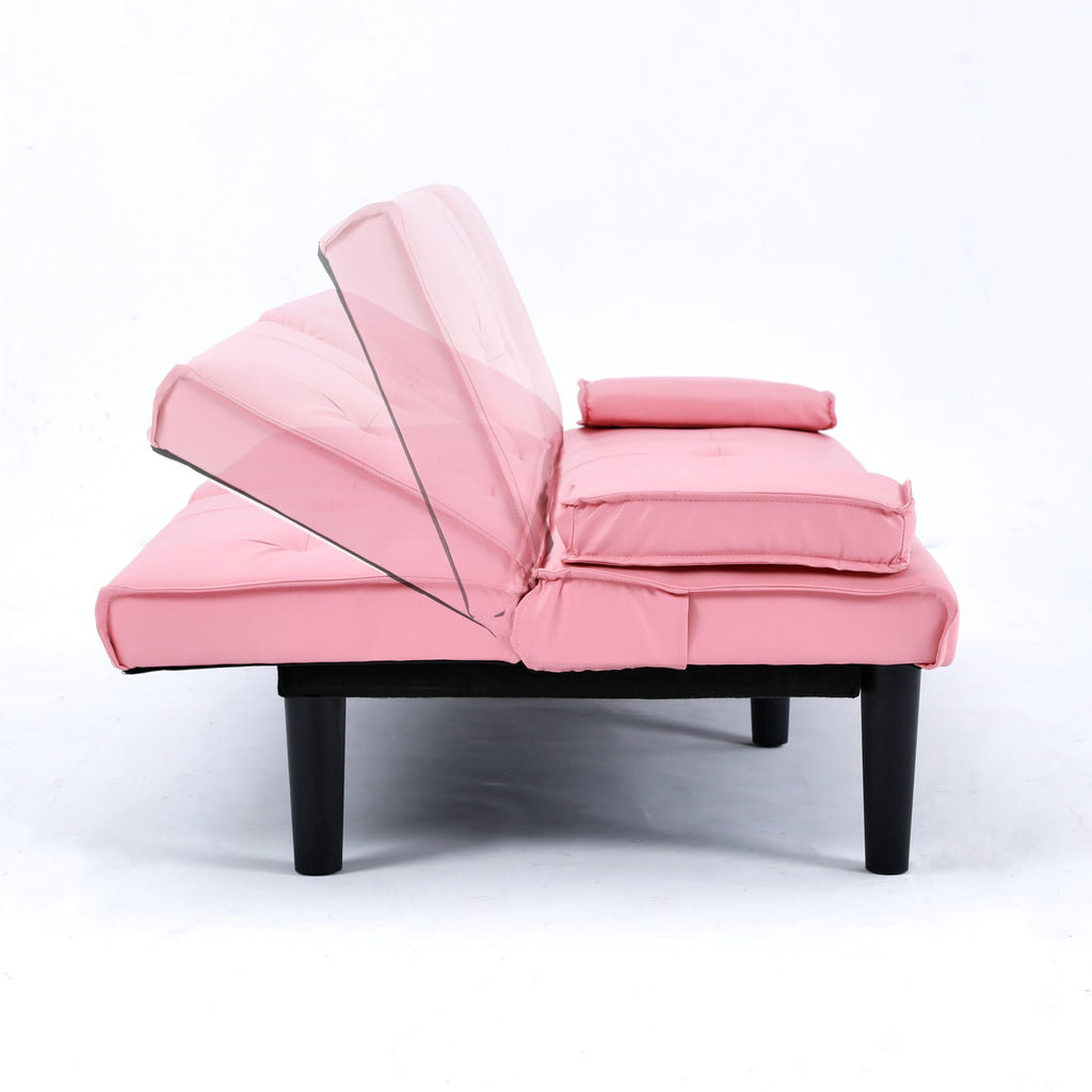 Pink 3 in 1 Convertible Sleeper Sofa Bed with Cup Holder D258182