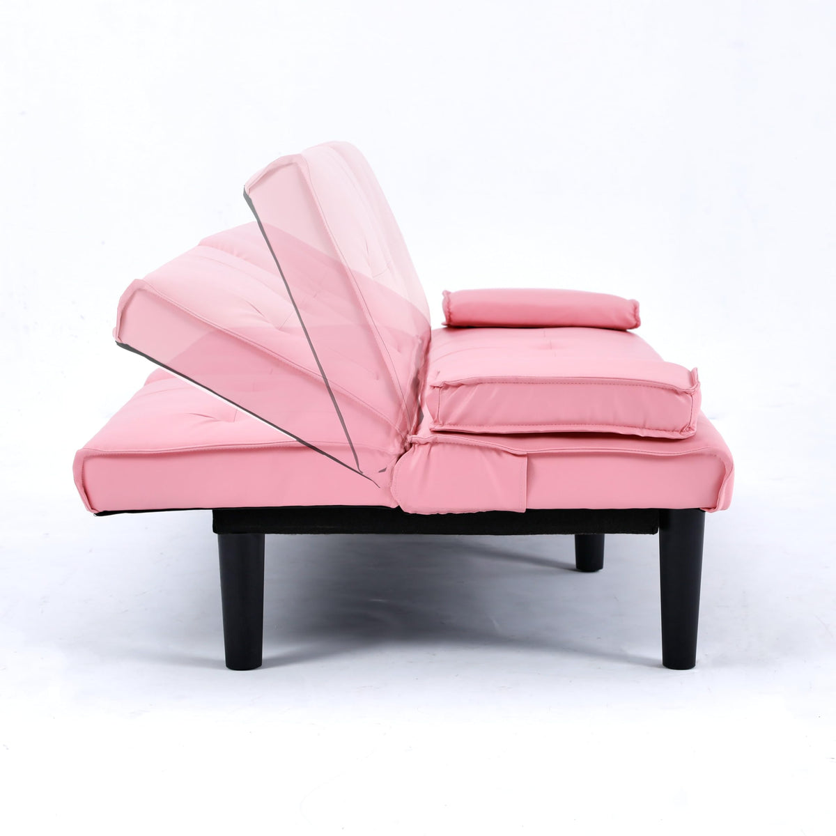 Pink 3 in 1 Convertible Sleeper Sofa Bed with Cup Holder D258182