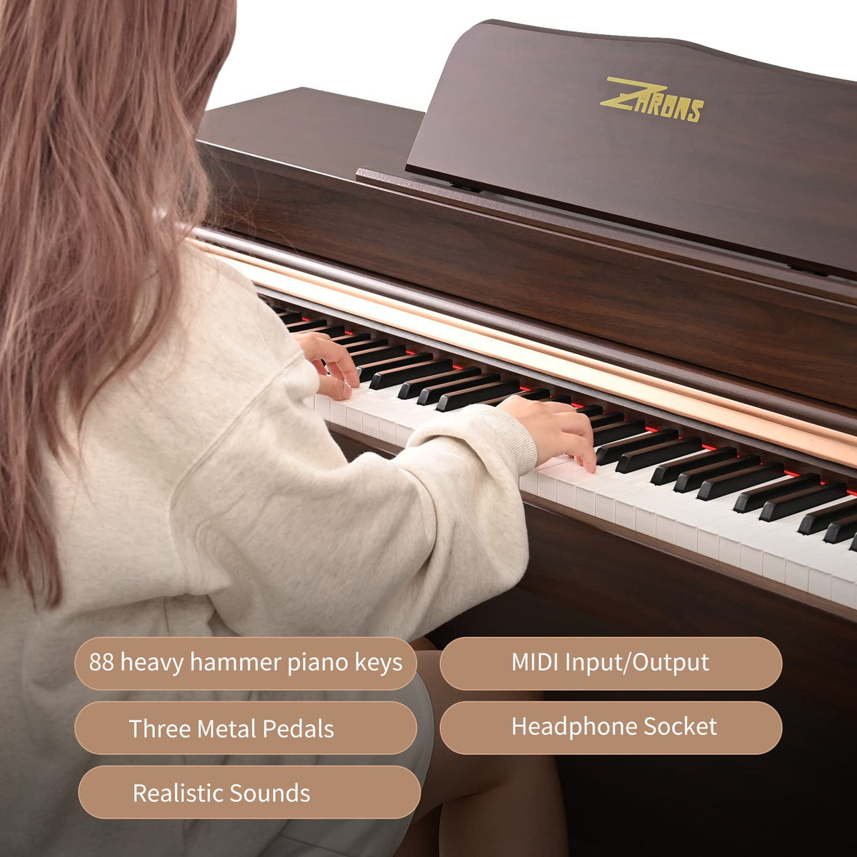88 Key Full Weighted Digital Piano with Triple Pedal D6009