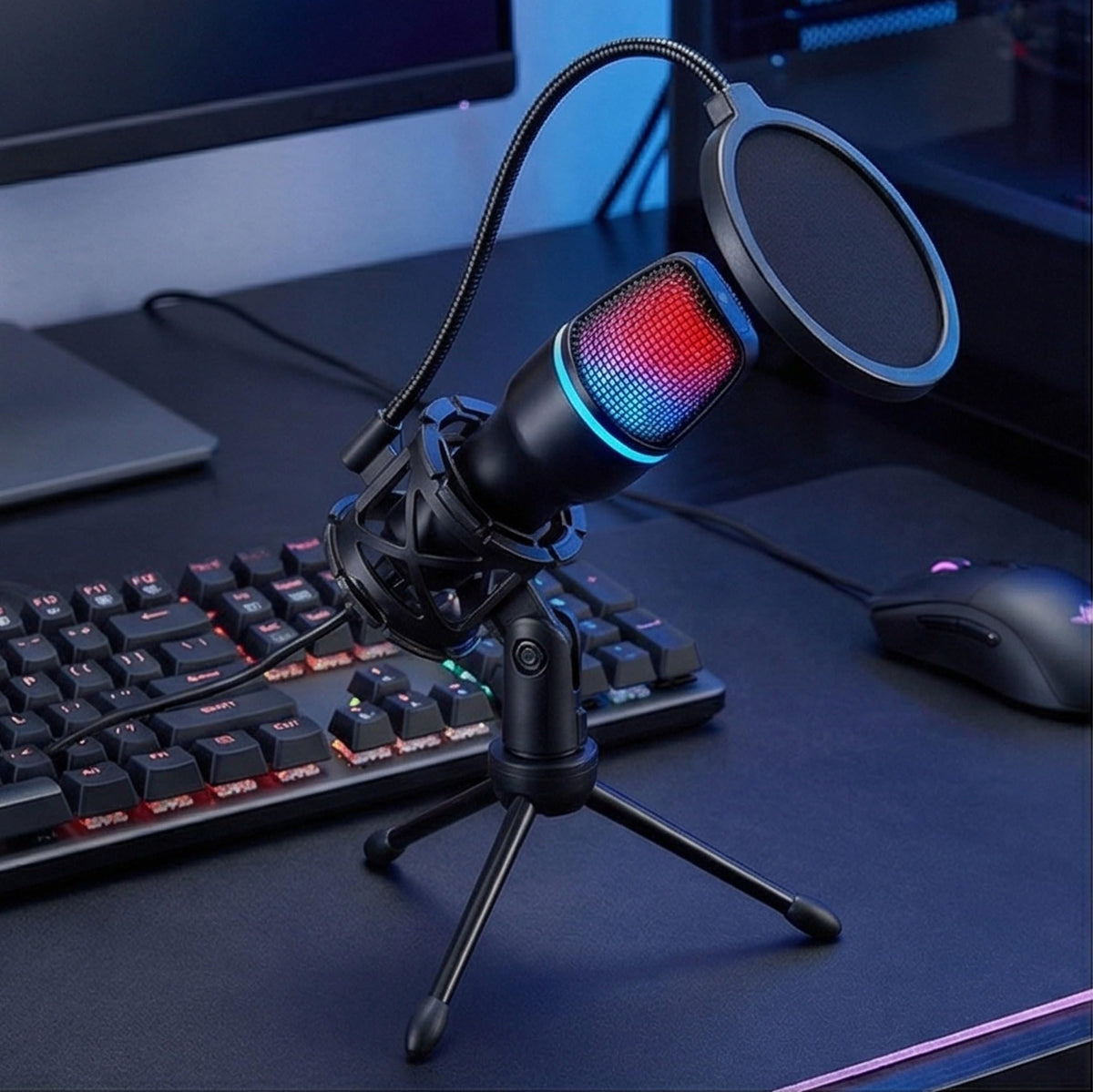USB Condenser Gaming Mic with Shock Mount D381
