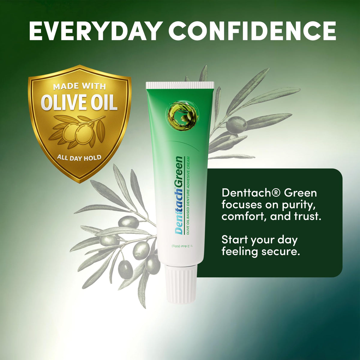 Green Petroleum Free Olive Oil Based Denture Adhesive 2.4 Ounce S2359