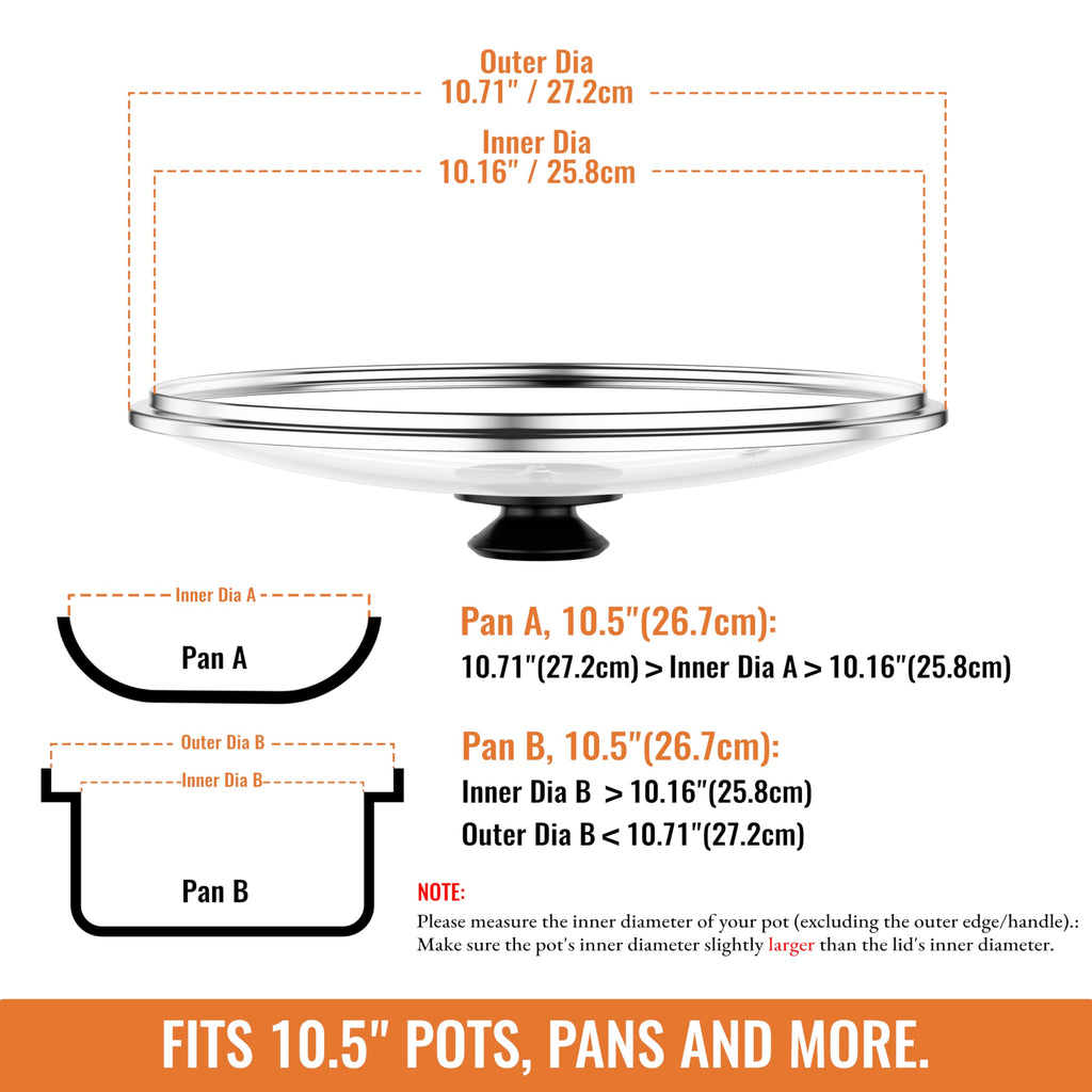 Tempered Glass Pot and Pan Lid 10.5 Inch K3005
