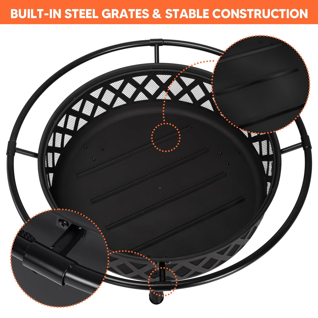 42” Wood Burning Patio Fire Pit with Spark Screen J24822