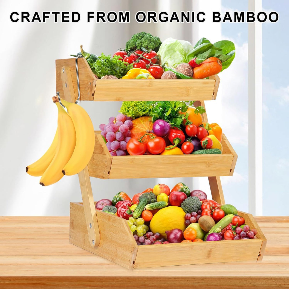 3 Tier Natural Bamboo Fruit Basket F961282
