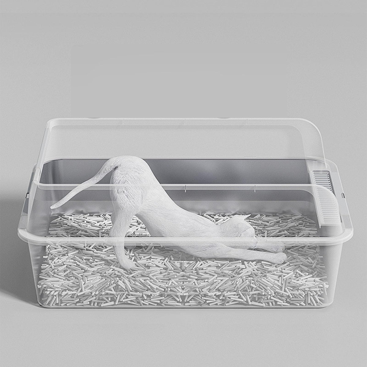 Stainless Steel Enclosed Cat Litter Box with Lid Y412635
