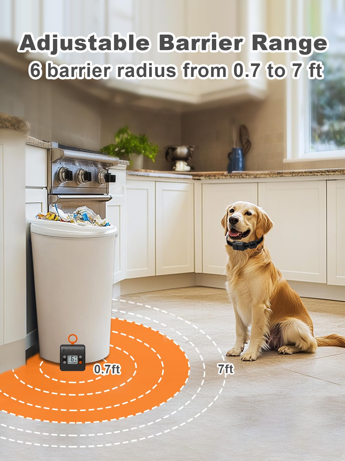 Wireless Rechargeable Indoor Pet Barrier with 6 Adjustable Range E933494