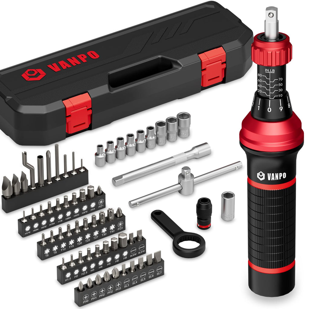 Torque Screwdriver, 10–80 in-lb, 64 Pieces N698